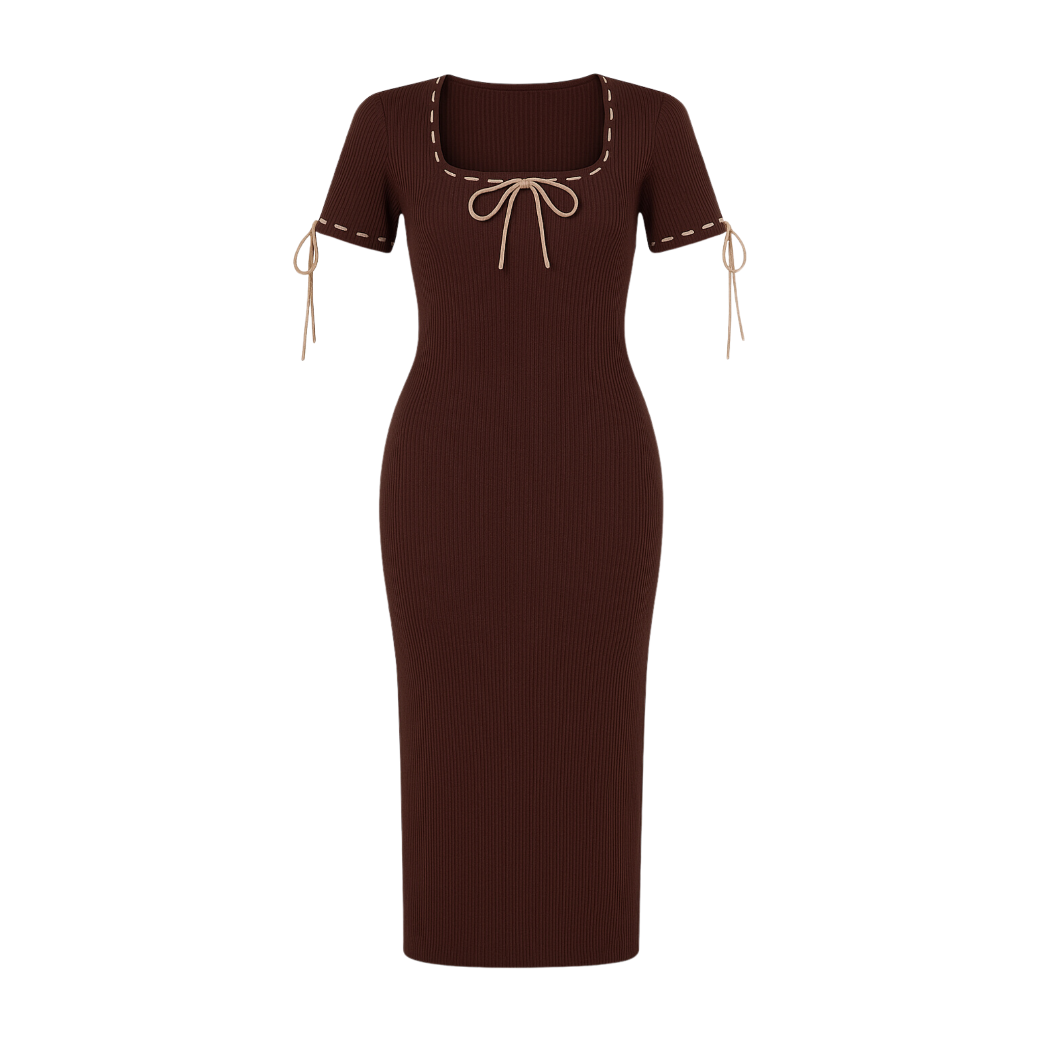 Puff Sleeve Ribbon Dress