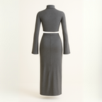 Women’s Mock Neck Crop Top & Maxi Skirt Set