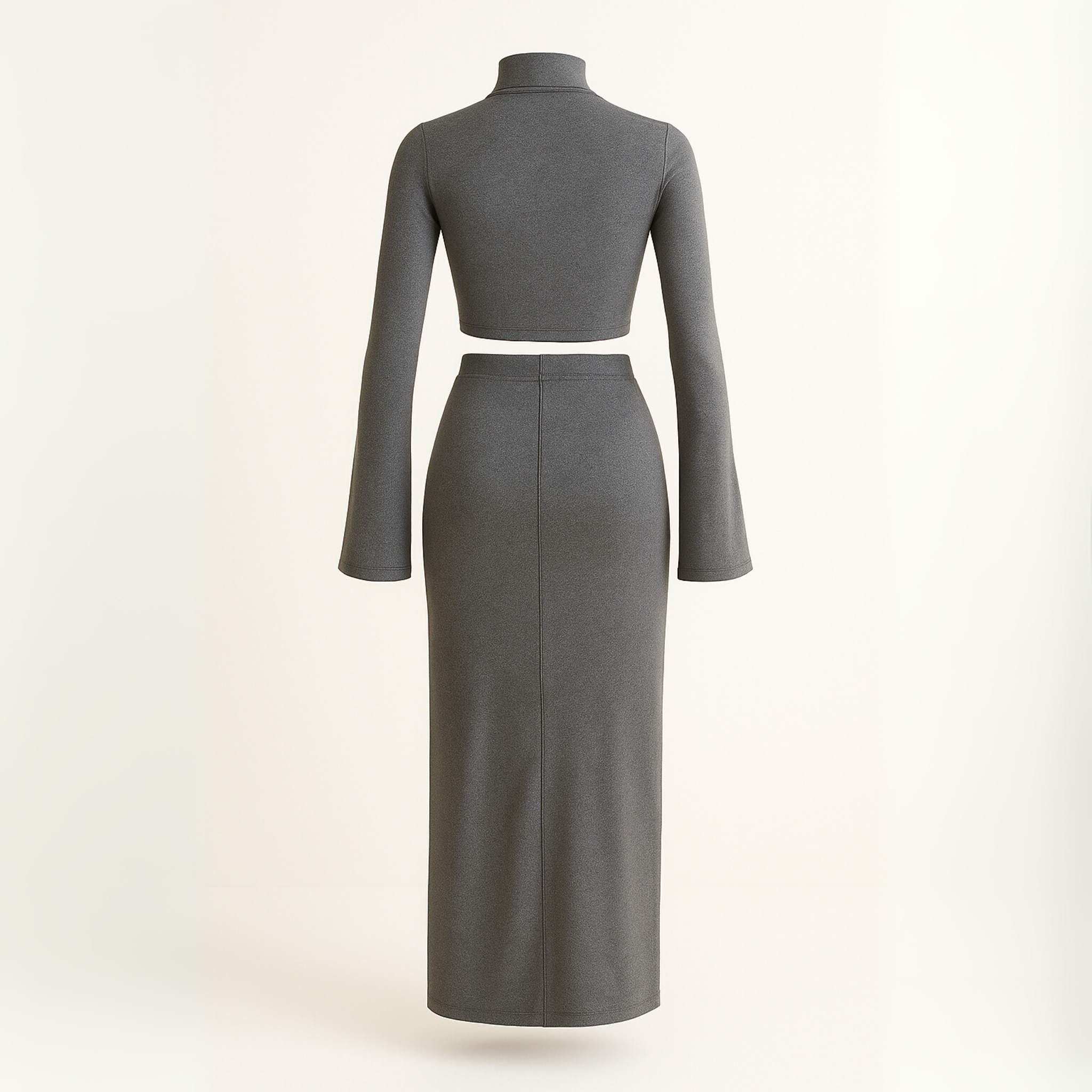 Women’s Mock Neck Crop Top & Maxi Skirt Set