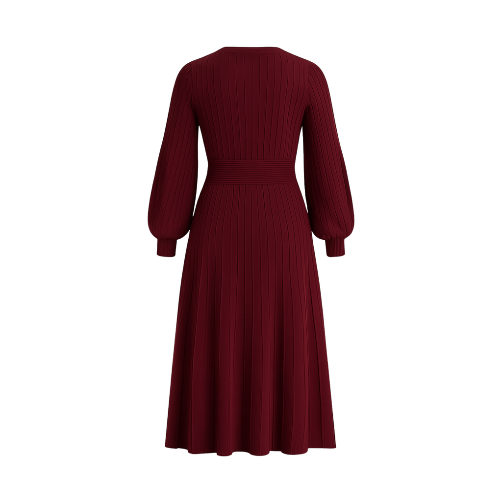 Sweater Knit Midi Dress | Red Plus Size U-Neck Dress