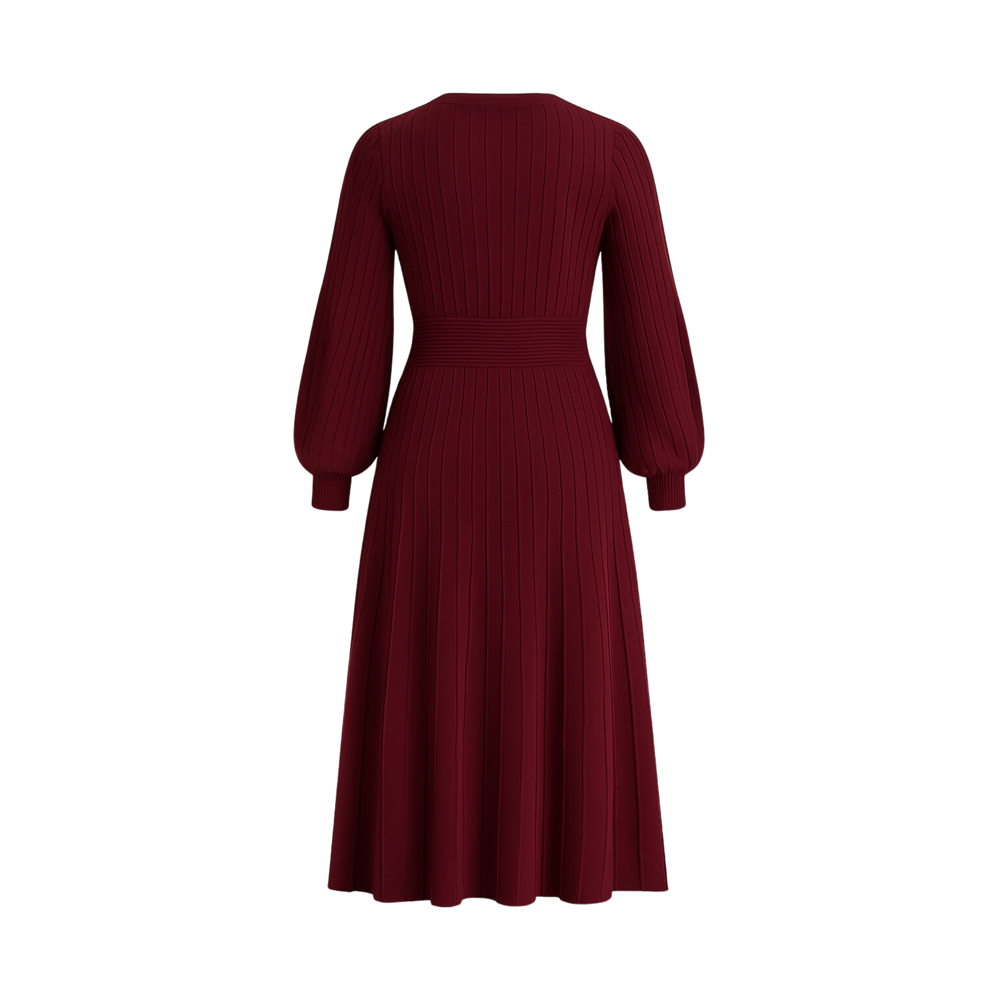 Sweater Knit Midi Dress | Red Plus Size U-Neck Dress