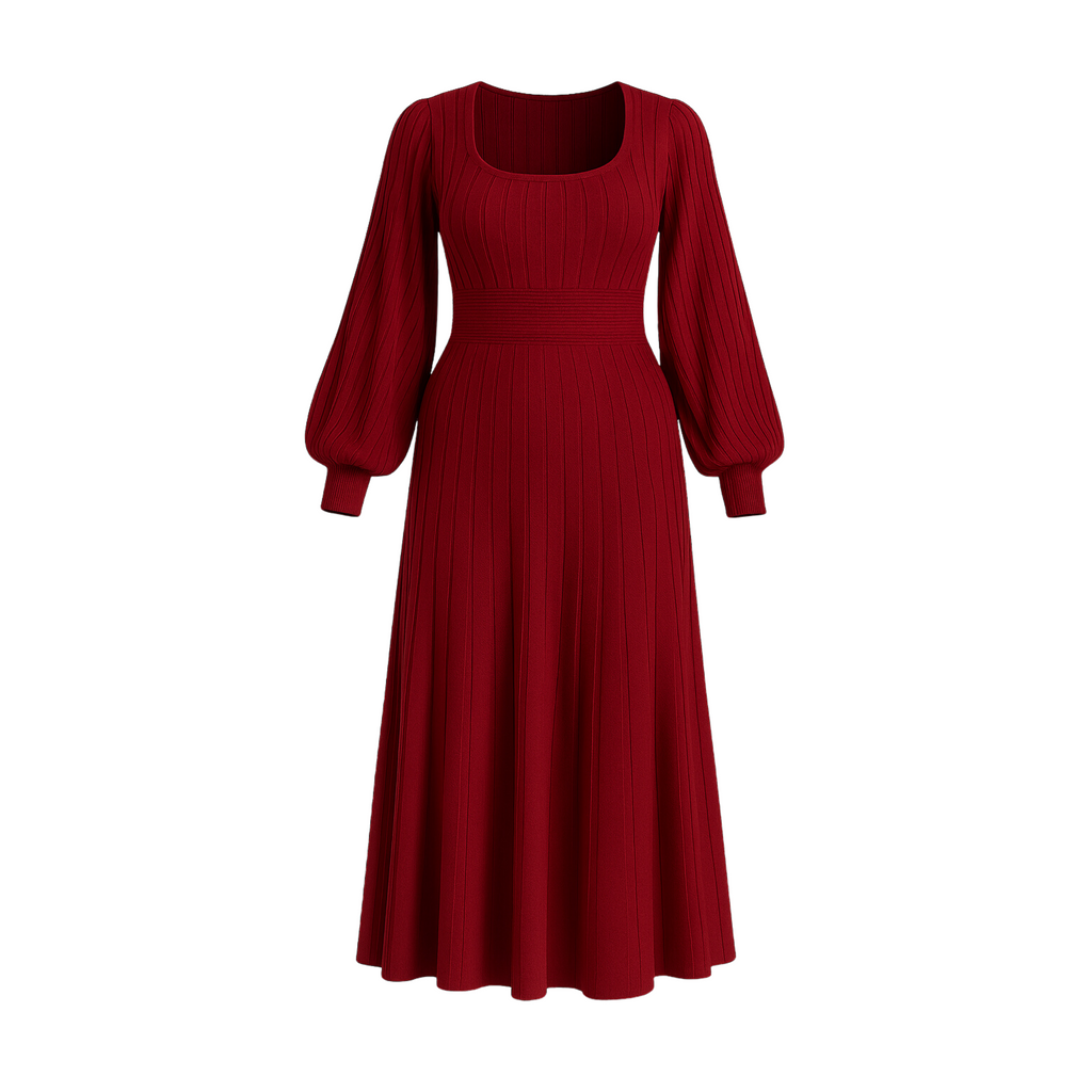 Red dress with long sleeves Chic Formal Church Midi Dress Christmas Church Formal Work Wear Holiday Modest Party