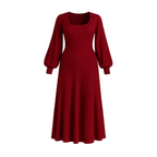 Red dress with long sleeves Chic Formal Church Midi Dress Christmas Church Formal Work Wear Holiday Modest Party