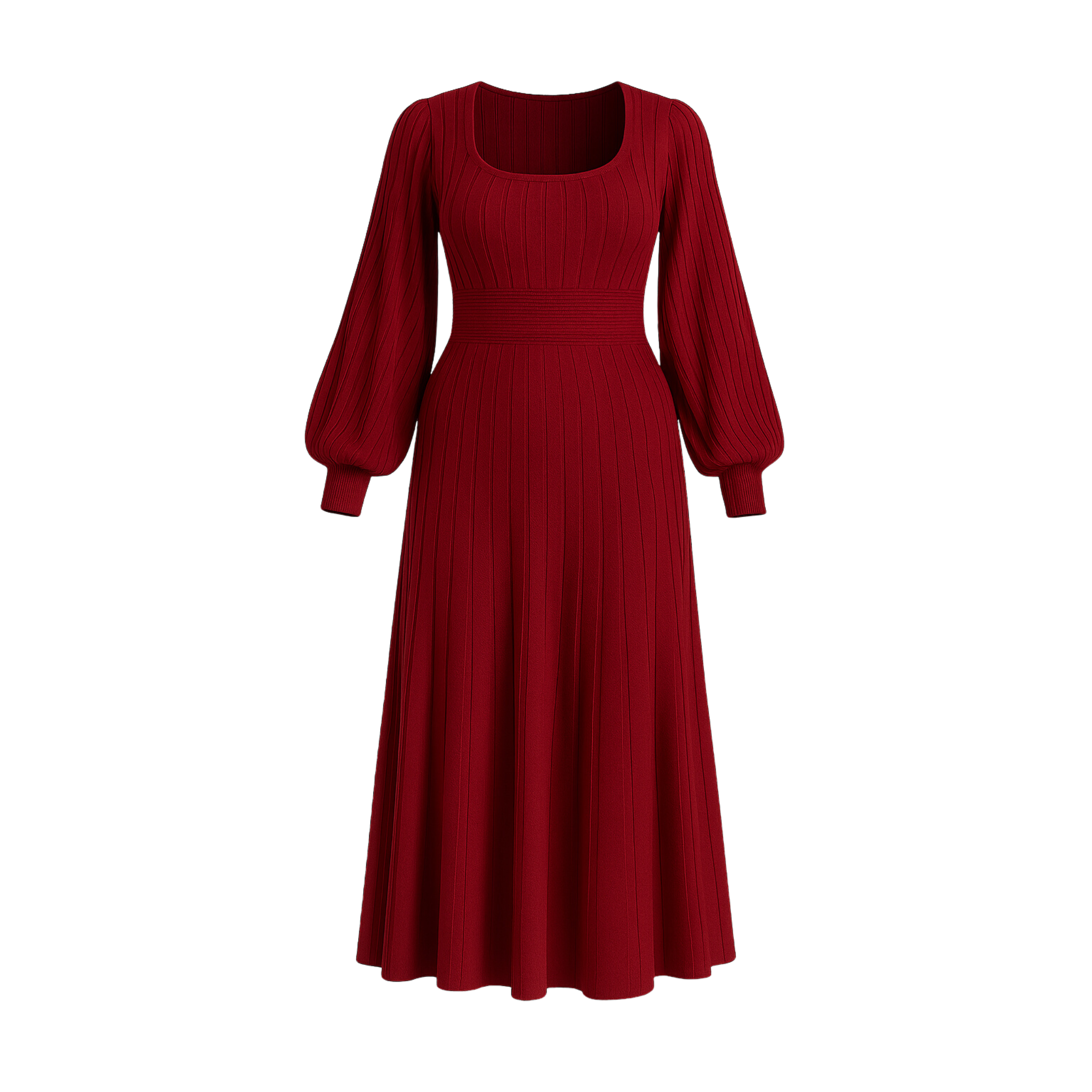 Red dress with long sleeves Chic Formal Church Midi Dress Christmas Church Formal Work Wear Holiday Modest Party