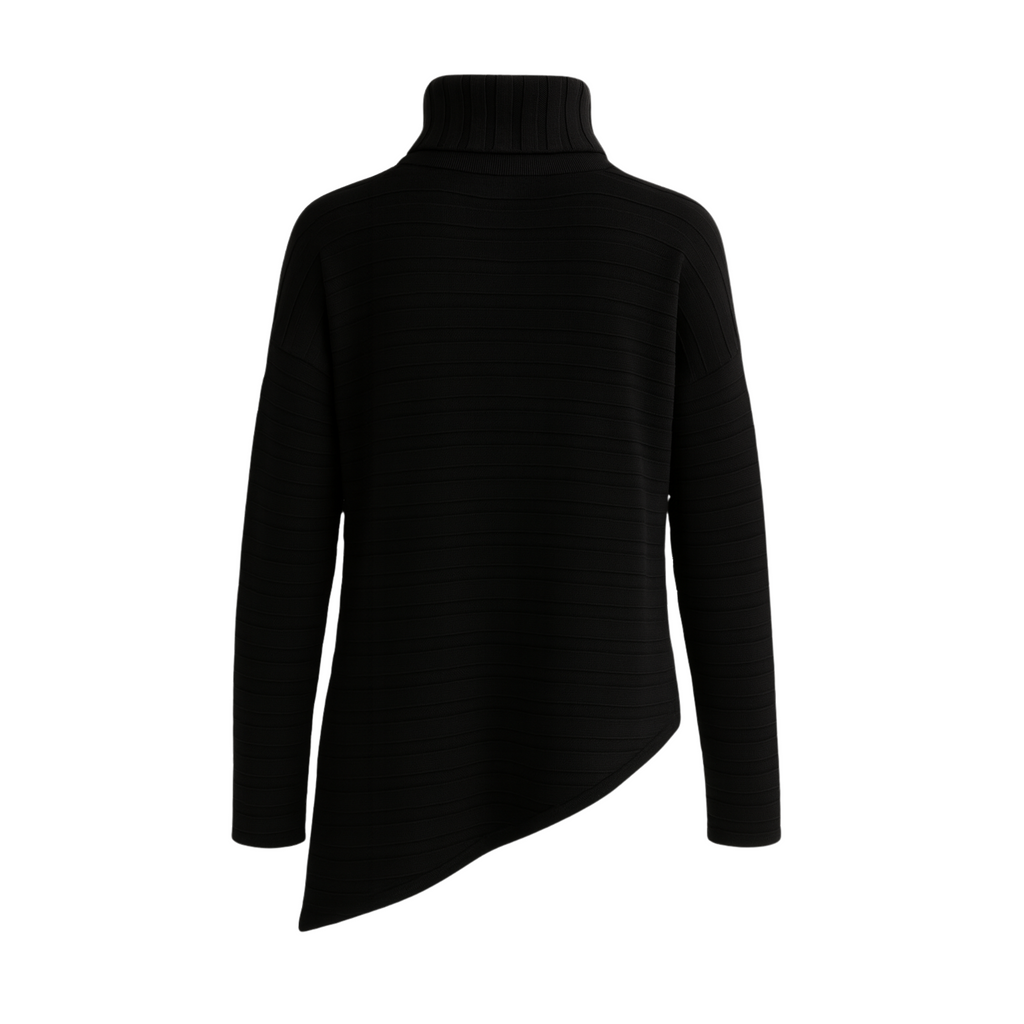 Turtleneck Sweater Asymmetric Hem