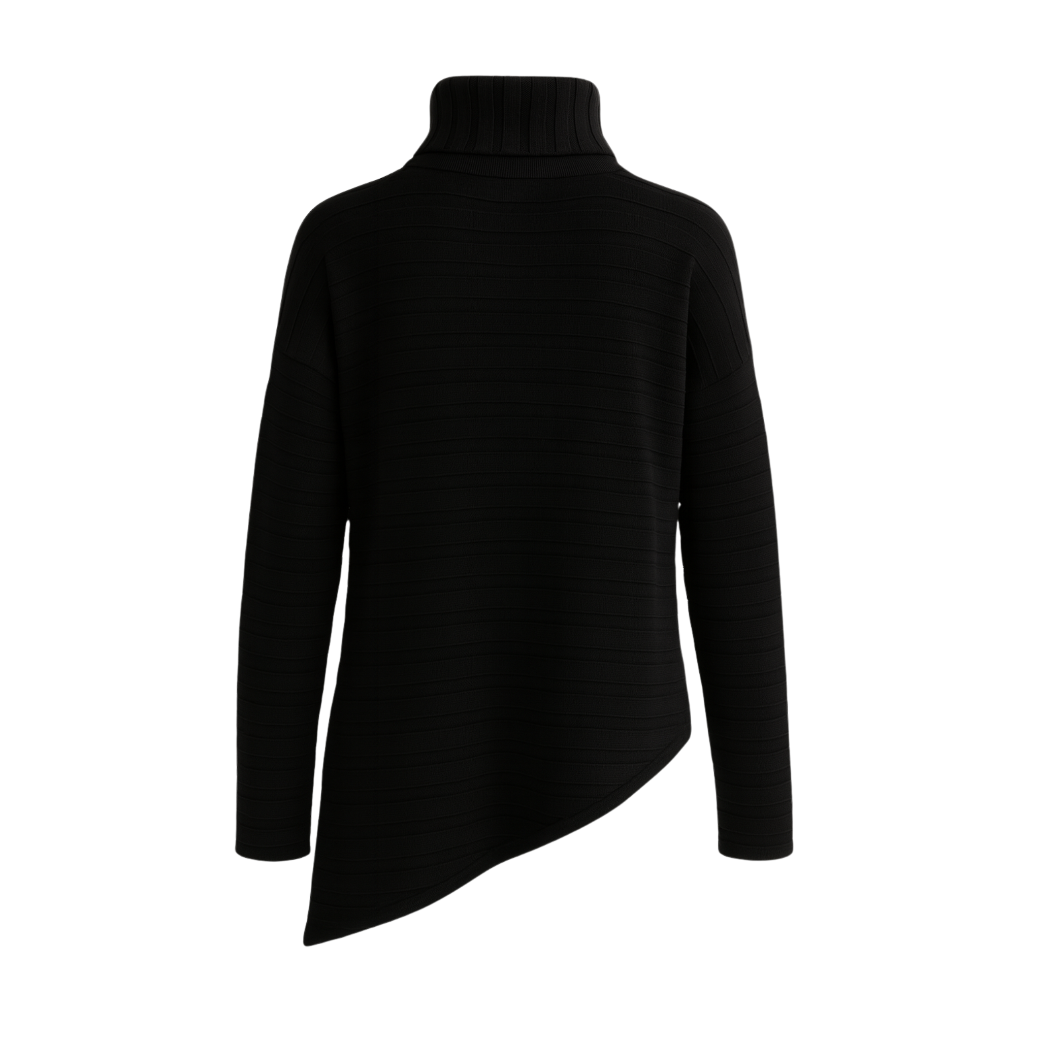 Turtleneck Sweater Asymmetric Hem