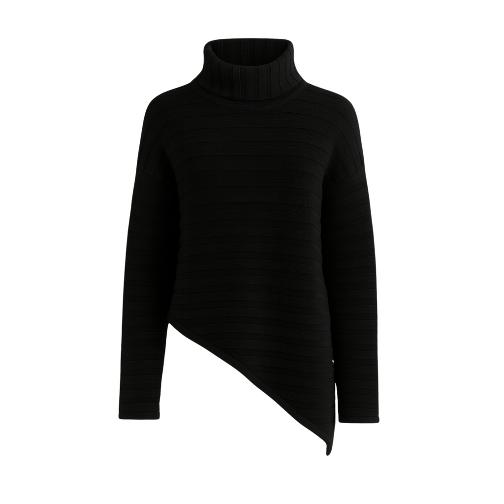 Turtleneck Sweater Asymmetric Hem