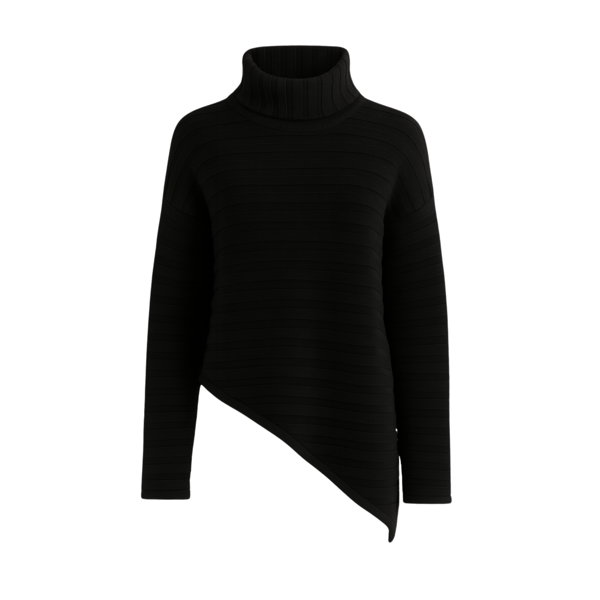 Turtleneck Sweater Asymmetric Hem