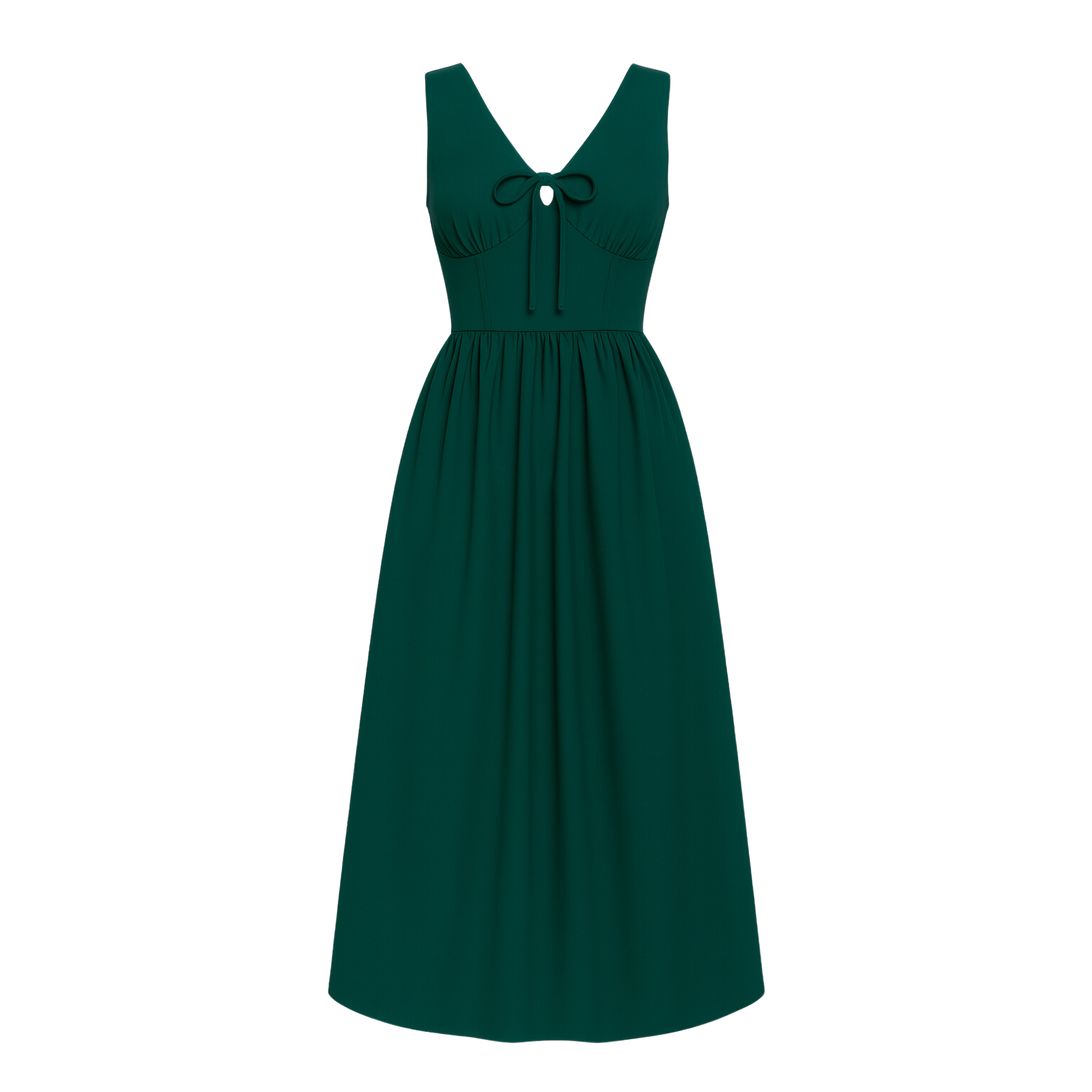 V-Neck Front Tied Fit & Flare Midi Dress