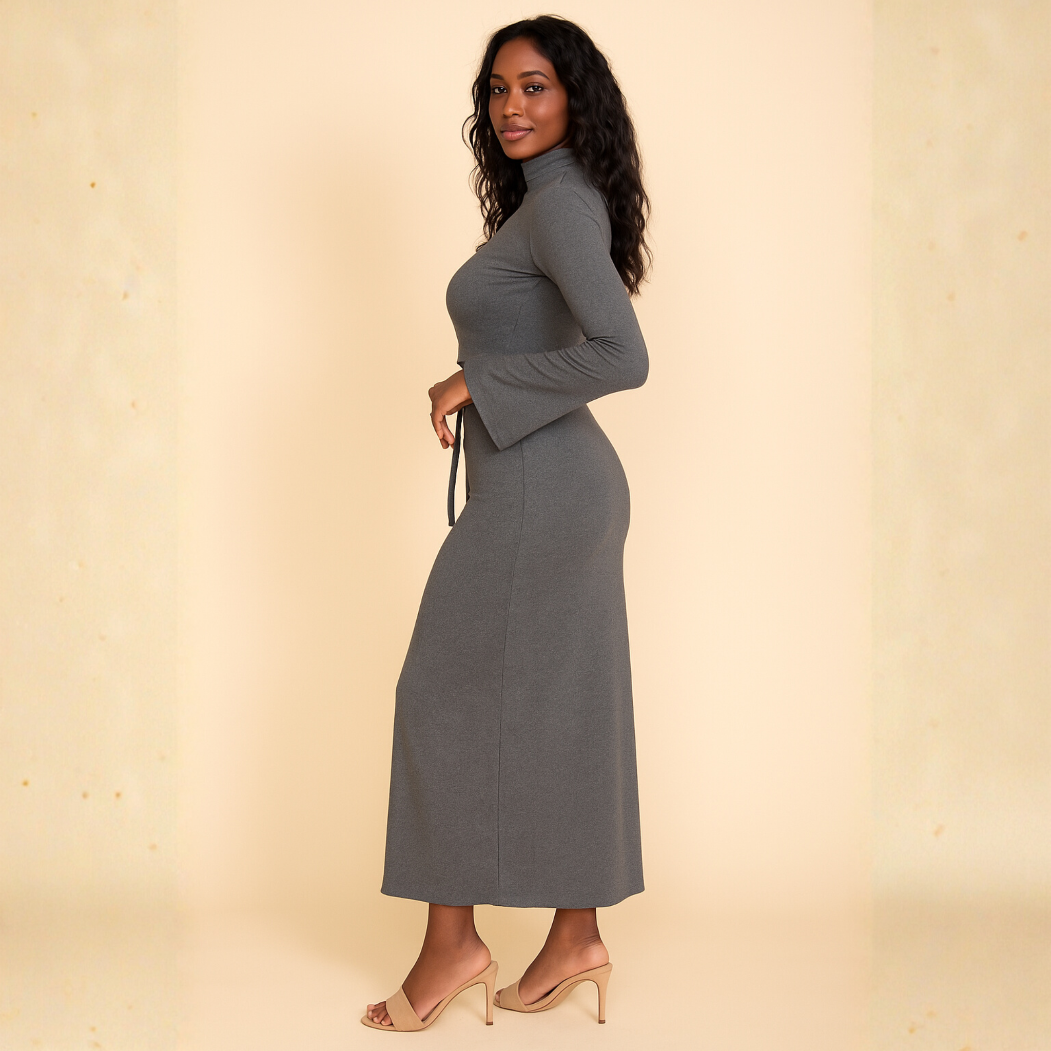 Women’s Mock Neck Crop Top & Maxi Skirt Set