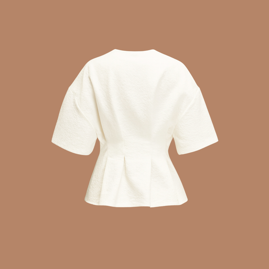 Textured Jacquard Peplum Blouse