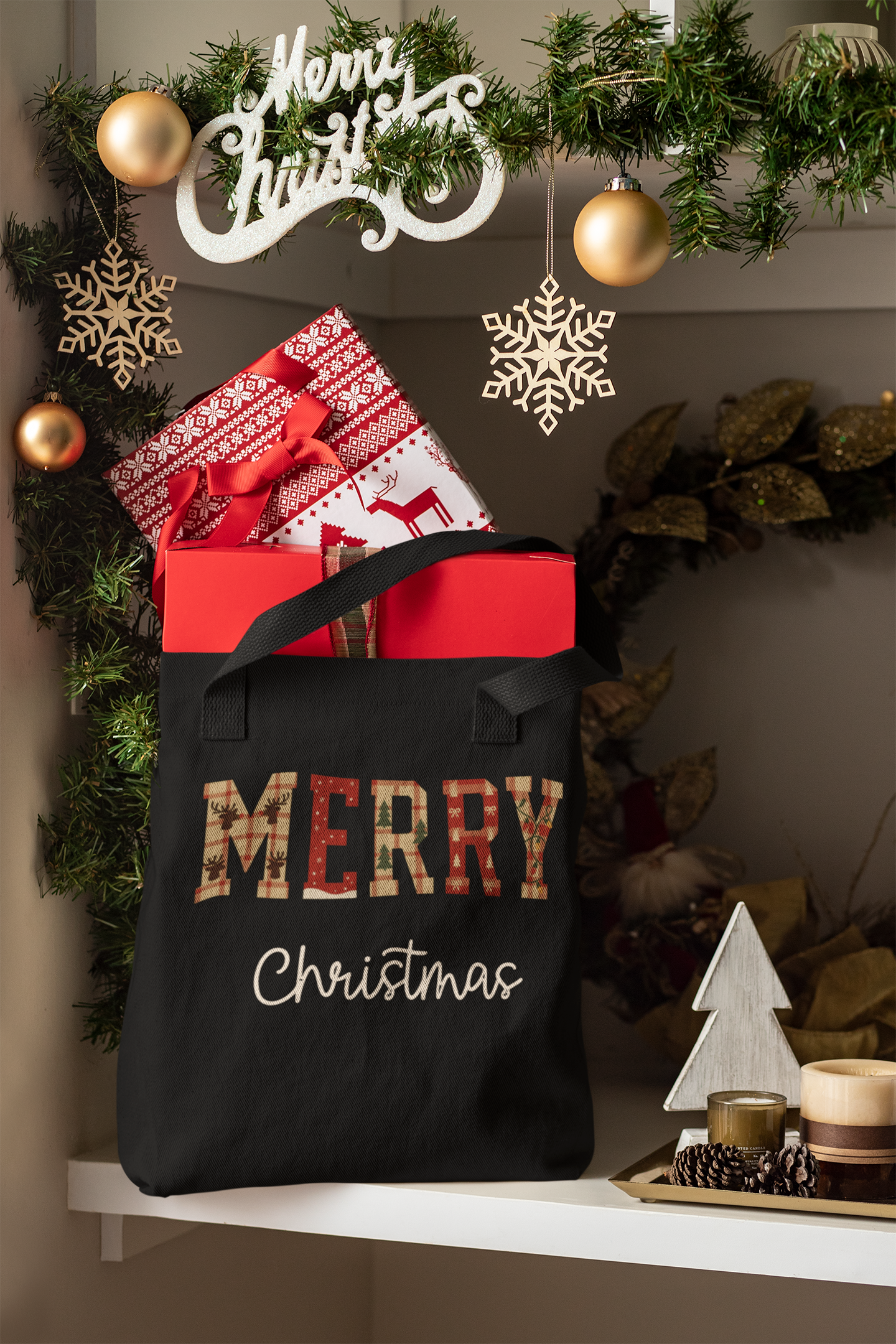 "Merry Christimas" Christmas Tote Bag