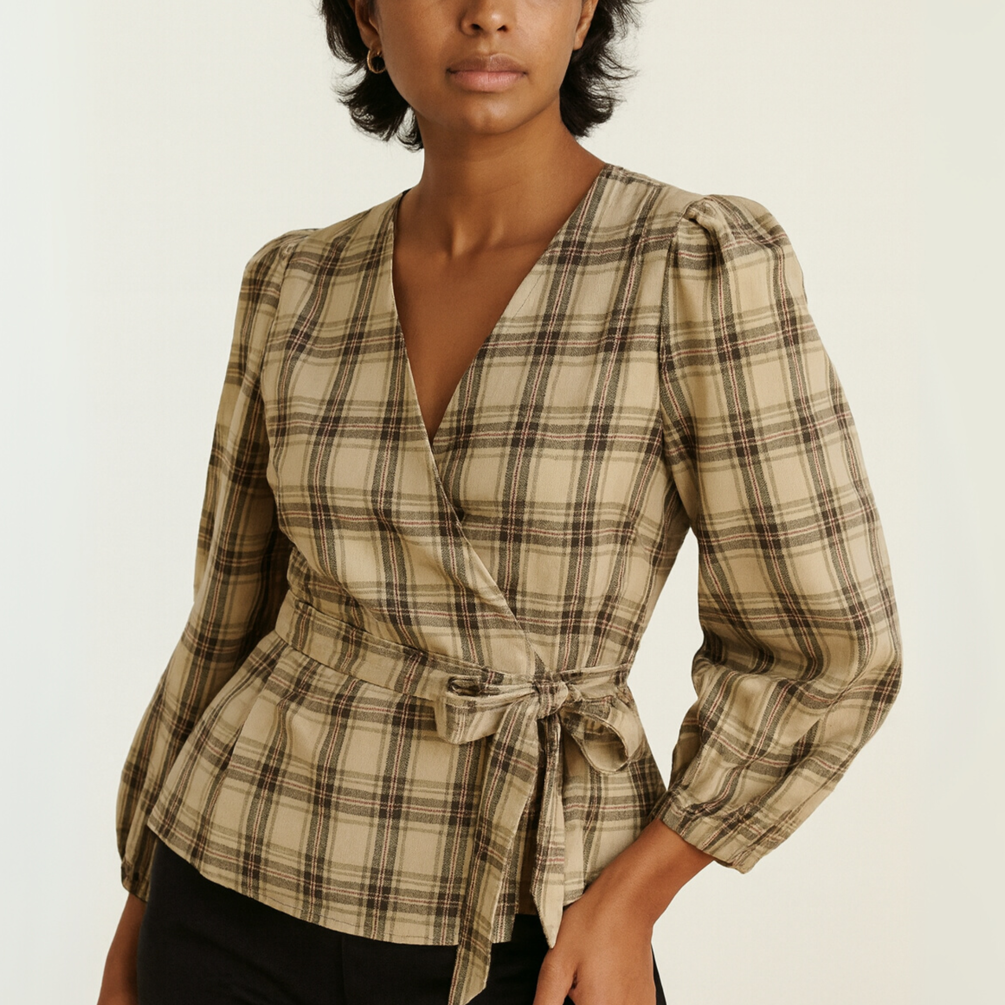 Plaid Wrap Top