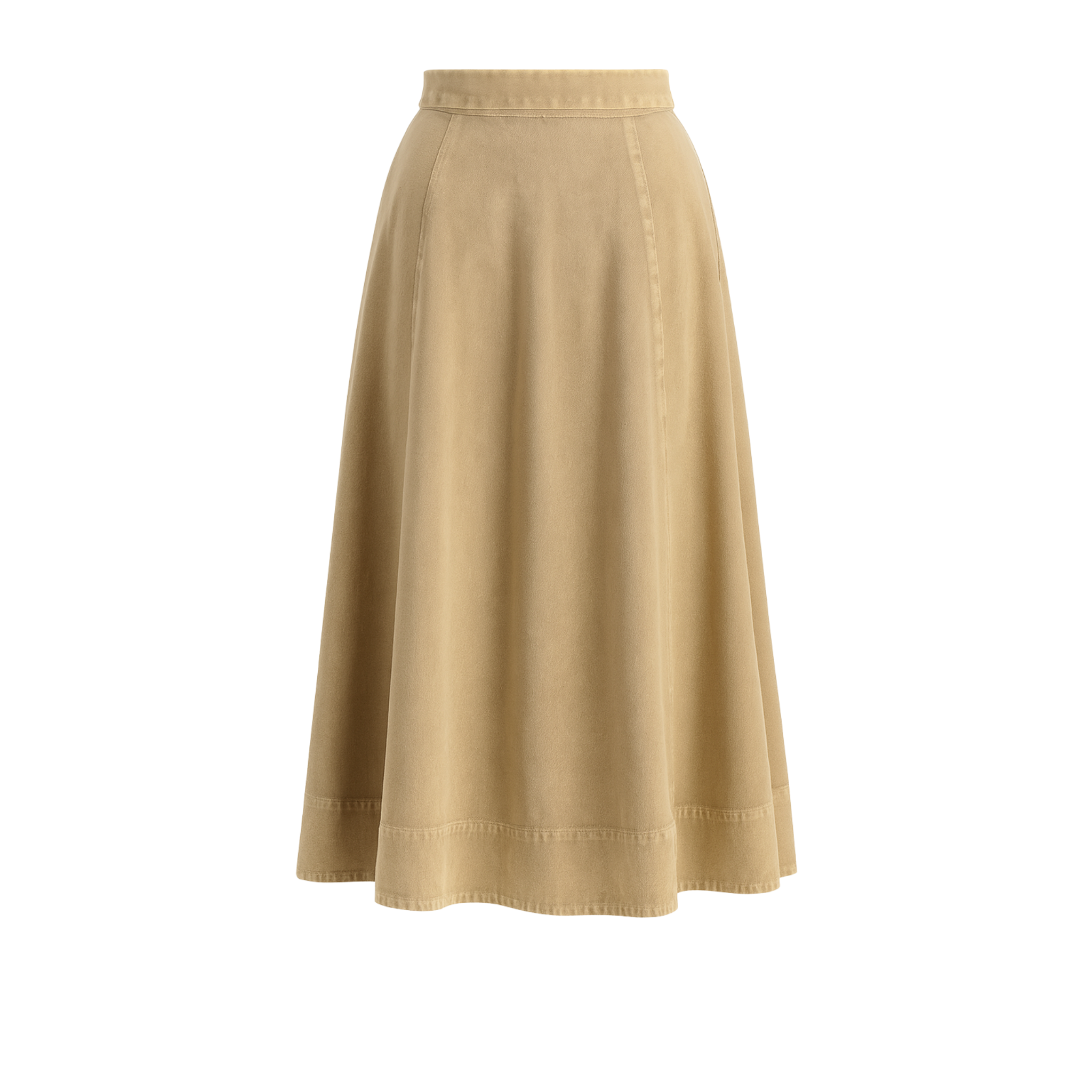Twill Belted Midi Skirt