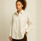 Brown Stripe Oversized Button-Down Shirt