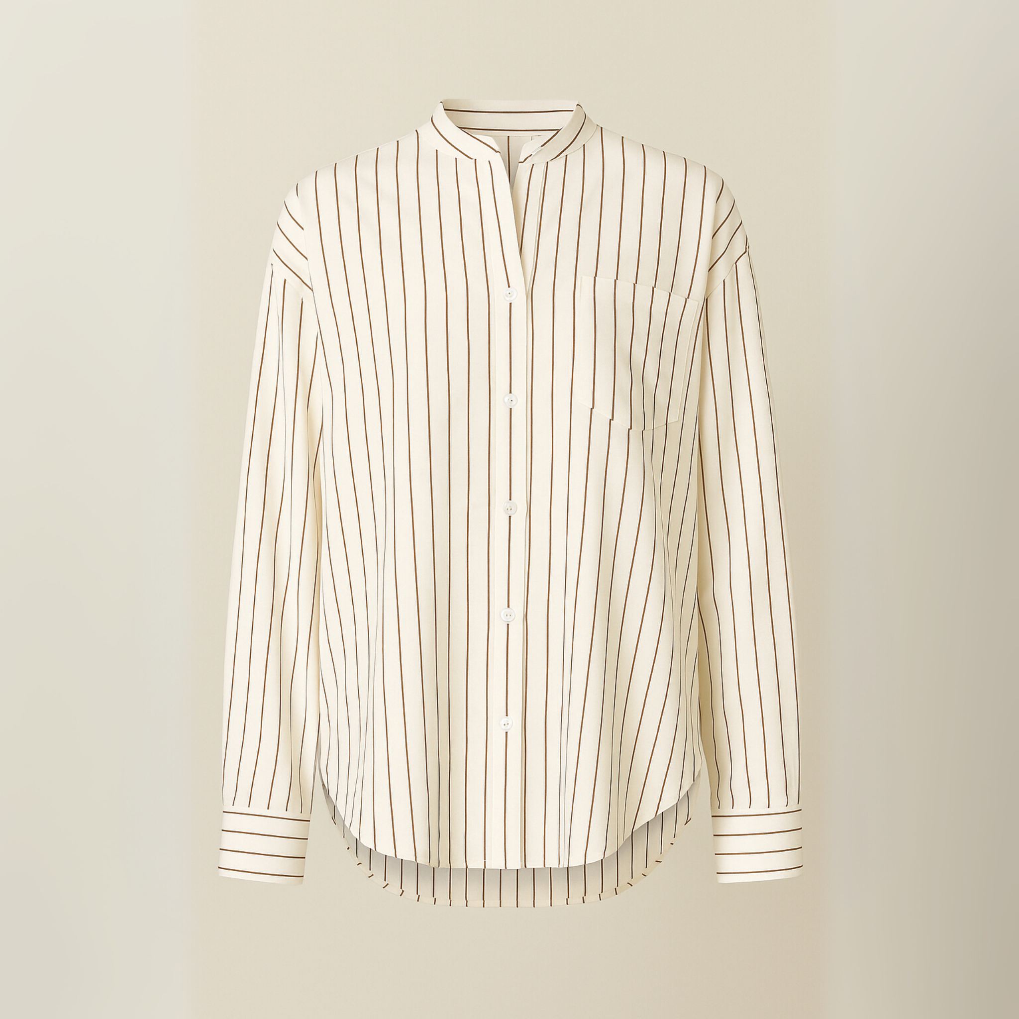 Brown Stripe Oversized Button-Down Shirt