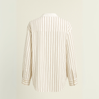 Brown Stripe Oversized Button-Down Shirt