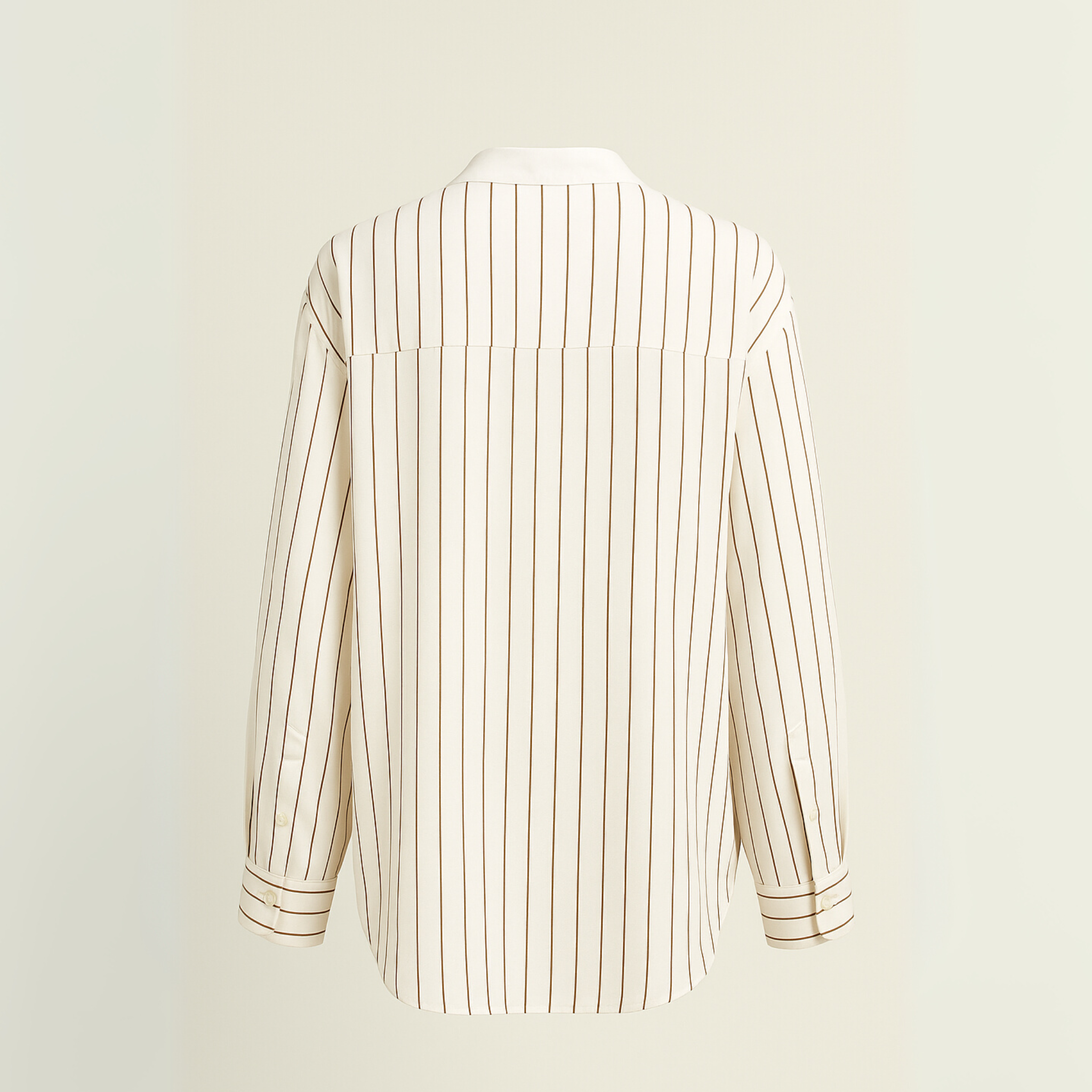 Brown Stripe Oversized Button-Down Shirt