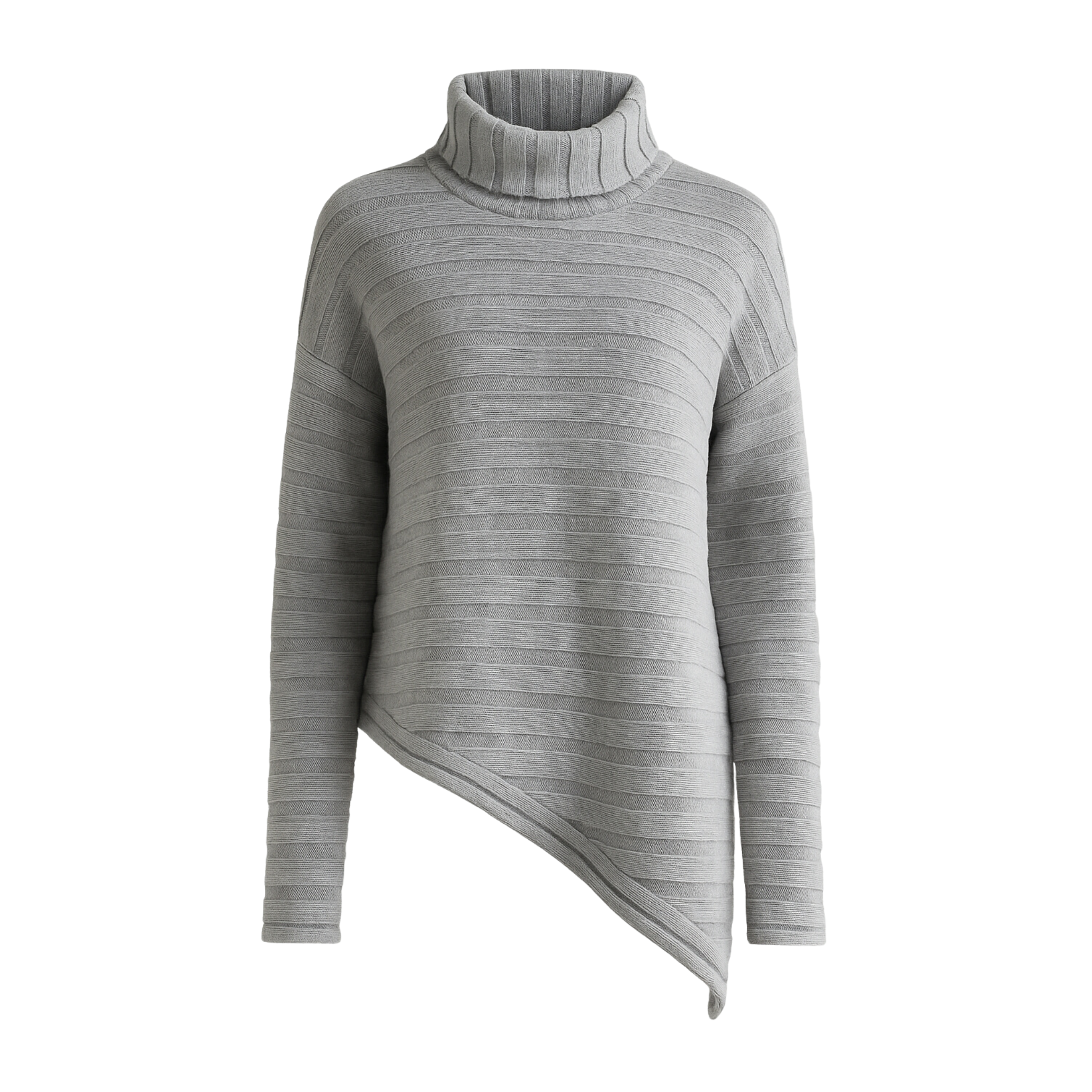 Turtleneck Sweater Asymmetric Hem